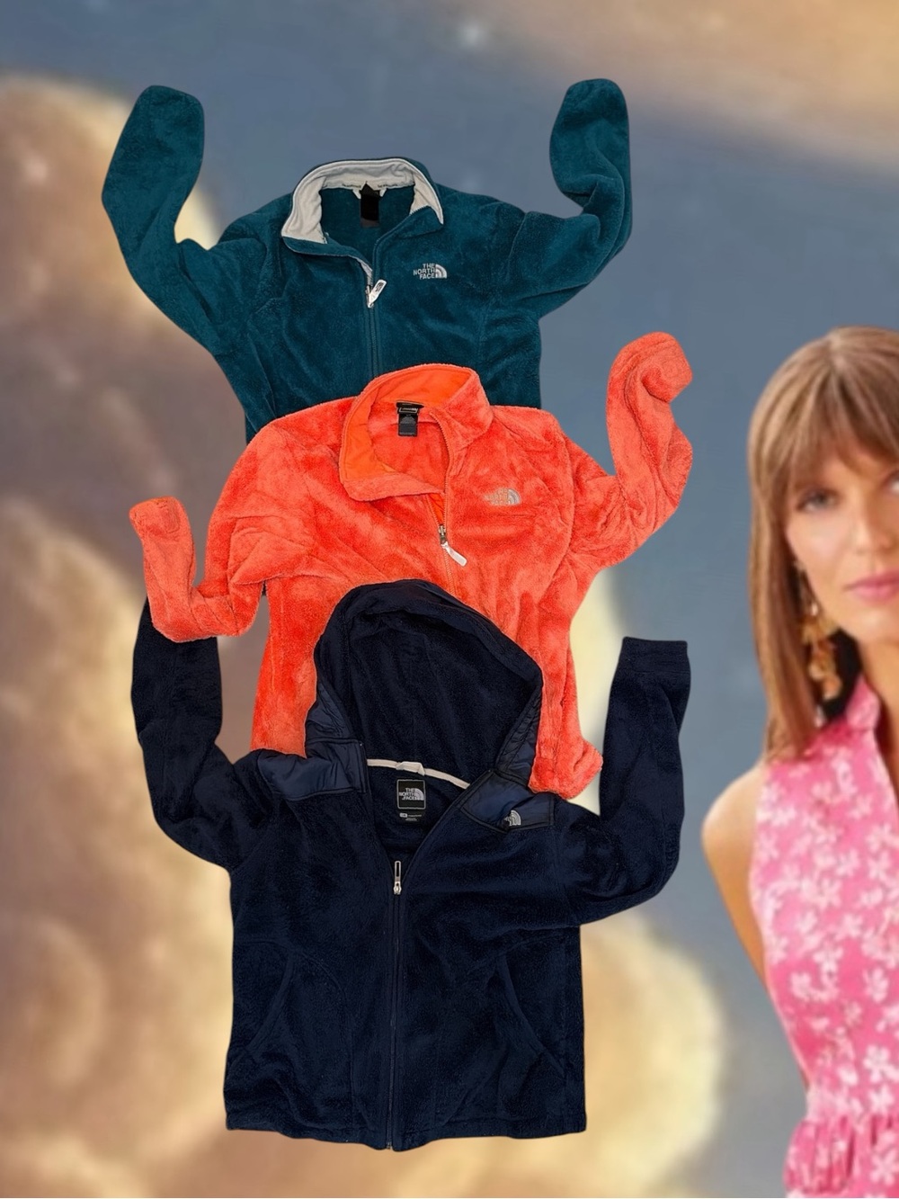 The North Face Osito Fleece Jacket Trio - Teal, Coral, Navy Bundle of 3 !